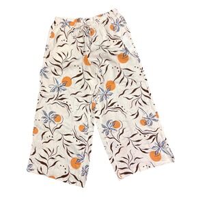 Calypso St. Barth Tropical Print 100%‎ Linen WIde Leg Pants sz LG New With Tags